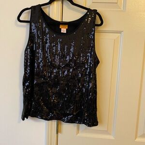Ruby Rd. Shimmering Black Sequin Tank Top